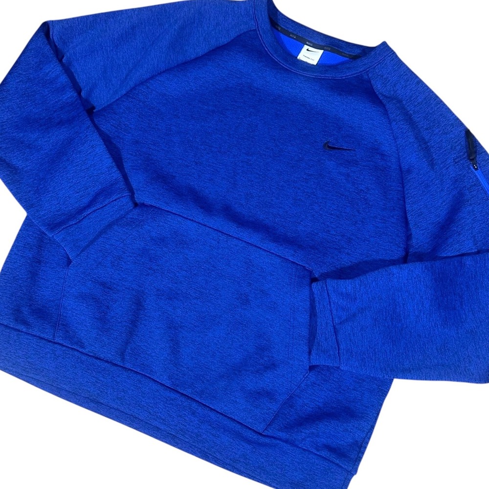 Nike Therma-FIT Crewneck Sweatshirt Mens XL Blue Heathered FB8505-492 Pullover